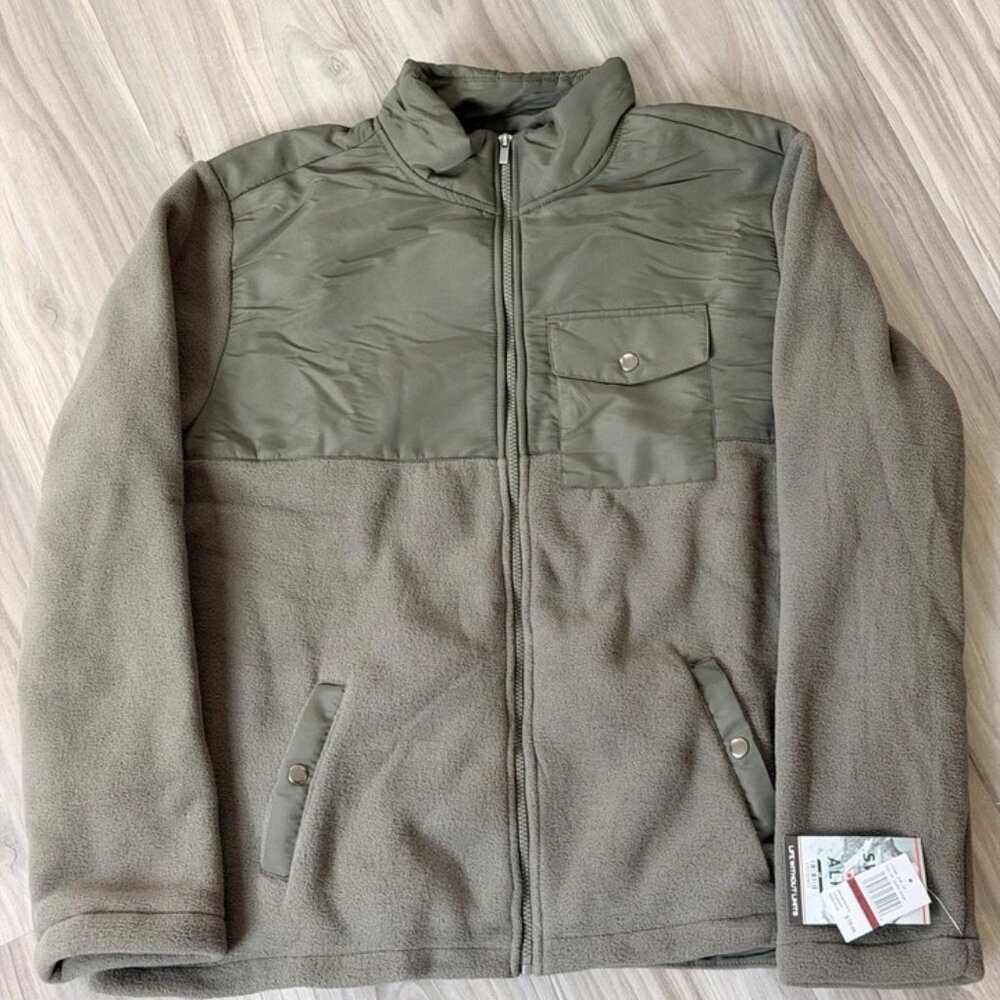 Swiss Alps Mens Full Performance Polar Fleece Jacket Sweatshirt Large Green